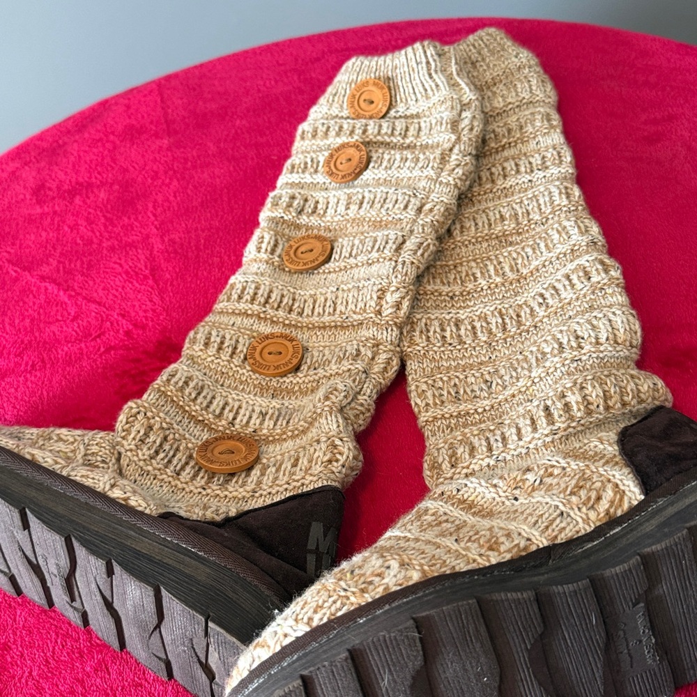 Muk Luks Knit Button-Accent Boots - Picture 2 of 3